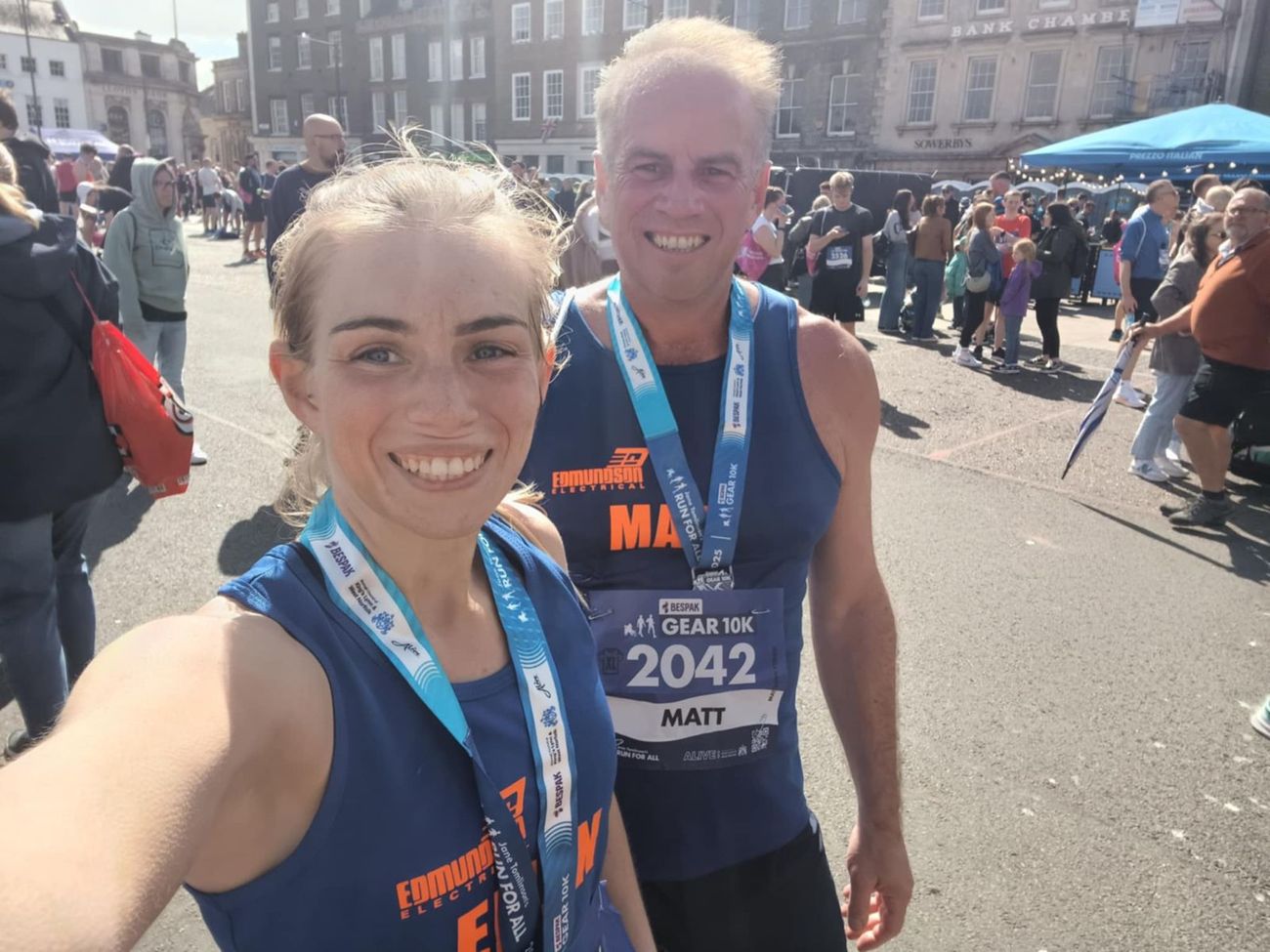 Matthew and his daughter after finishing the GEAR 10K